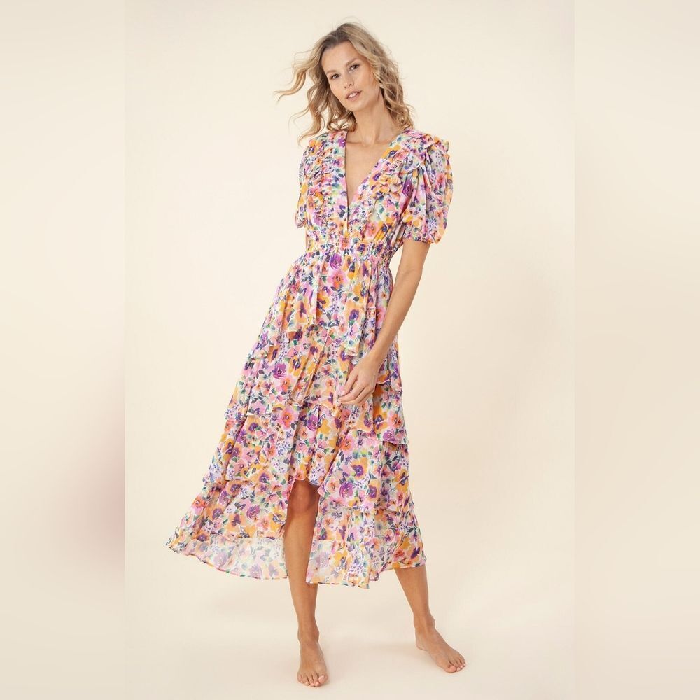 Hale Bob Amareli Midi Dress In Floral Multicolor - Size XS